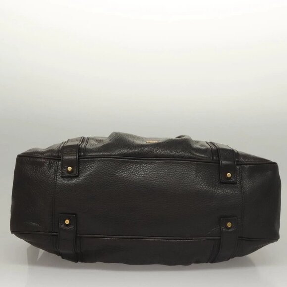 BURBERRY Shoulder Bag Leather Black Gold Auth 134105 - Picture 6 of 16